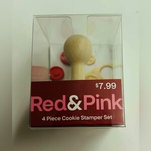 New 4 Piece Cookie Stamper Set Red & Pink Brand 3 Stamps Cookies